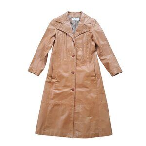 Vintage Roger Kuper 70s Leather Trench Coat XS Tan